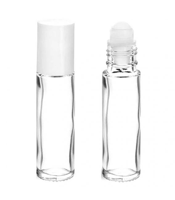 Flacon Roll On 10 Ml En Verre Transparent Avec Bouchon Vissant Blanc